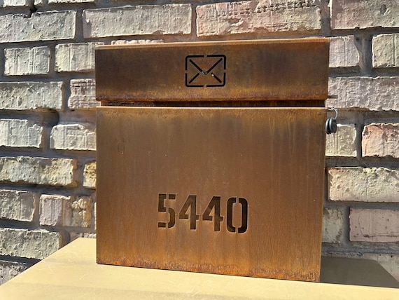 Custom Wall Mount Cor-ten Steel Mailbox | Modern Personalizable