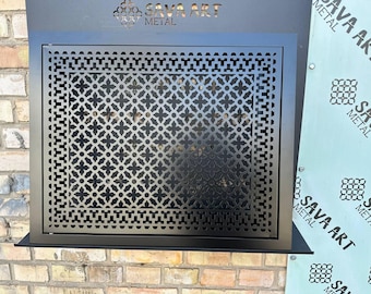 Custom SIZE and DESIGN Metal Air Return Filtered Vent Covers with Hinges and Latches + push-to-open lock system