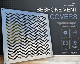 Fully Personalized Metal Framed Air Vent Covers - Bespoke Metal Air Grilles with Rear Inset - Made-to-Measure Metal Air Vent Covers