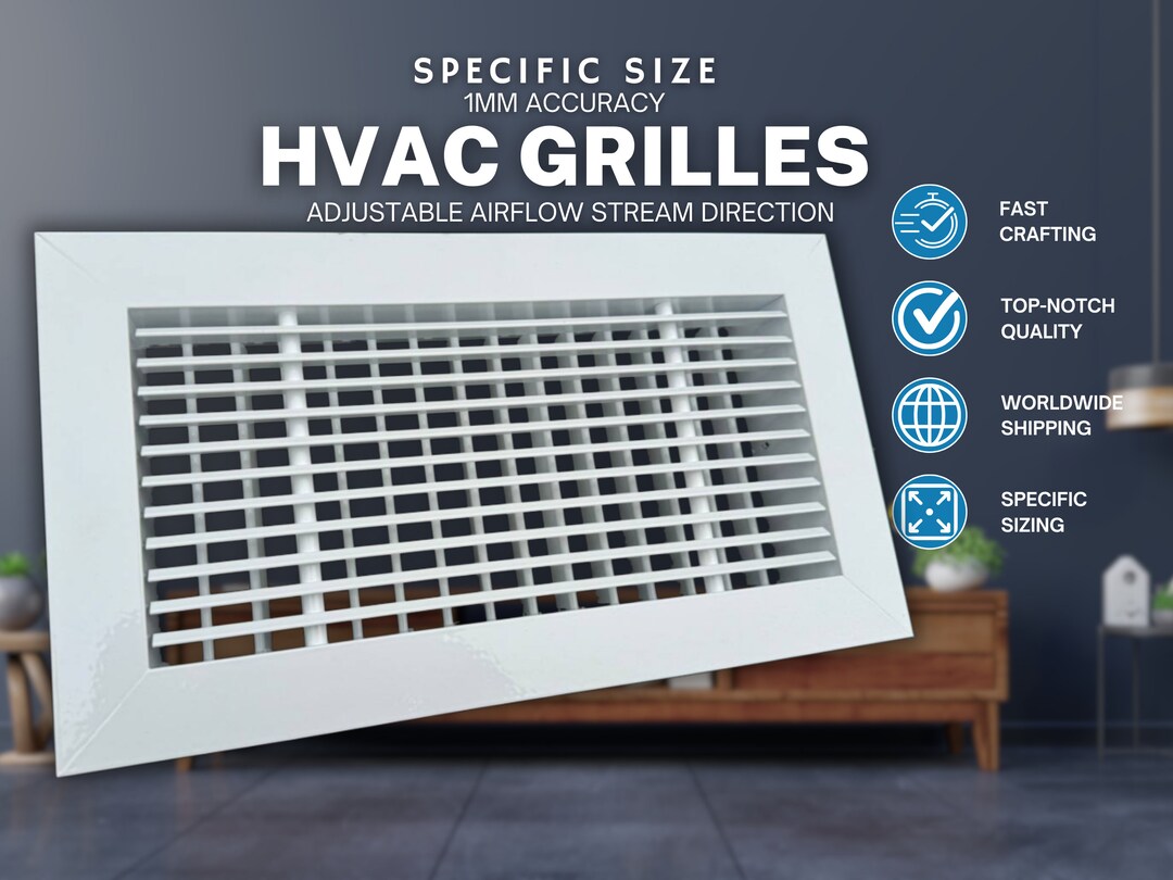 Custom Size HVAC Grilles, HVAC/R Systems, Two-row Grille, 45 Degrees ...