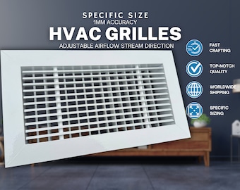 Custom Size HVAC Grilles, HVAC/R Systems, Two-row grille, 45 degrees front slats, adjustable rear slats