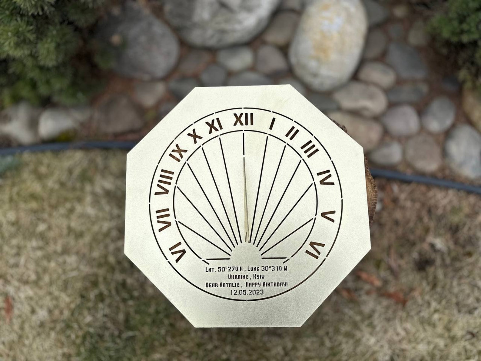 Custom Engraved Metal Sundial | Personalised Anniversary Gift | Steel ...