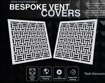 Unique 100% Personalised Air Grilles - Bespoke Vent Covers with Rear Flange - Made-to-Order Metal Air Passage Panels