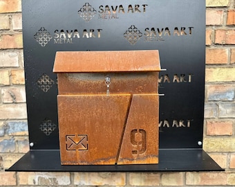Custom Wall mount Cor-ten steel mailbox | Modern personalizable Corten PostBox | Unique personalized Mail Box