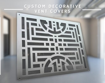 Personalized Metal Framed Air Ventilation Screens - Rear Mounting Artisan Metal Air Flow Grilles - Custom Metal Framed HVAC Diffusers