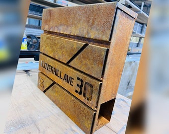 Custom Wall mount Cor-ten steel mailbox | Modern personalizable Corten PostBox | Unique personalized Mail Box
