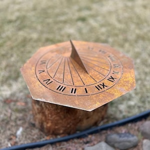 Corten steel Custom Engraved Metal Sundial | Personalised Anniversary gift | Steel, Aluminum, Corten, Brass Sundial