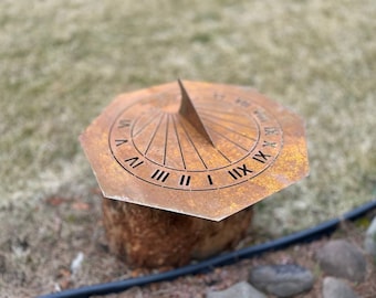 Corten steel Custom Engraved Metal Sundial | Personalised Anniversary gift | Steel, Aluminum, Corten, Brass Sundial