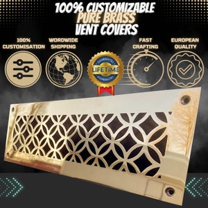 Fully customized PURE BRASS Air Grilles, Custom Vent Covers, Air Registersl, Air diffusers, Ventilation Grilles