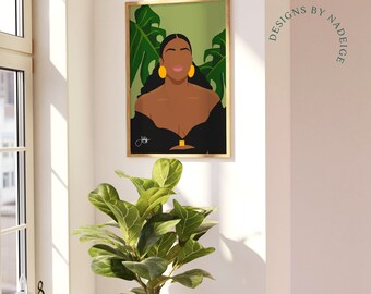 Ari - Black Woman Downloadable Art Print, African American Wall Art, Woman Art Print