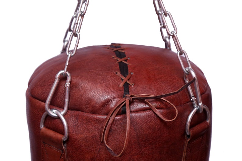 Punch Bag Brown Leather Look - 3.5 Ft Heavy Duty, 30kg Weight - For Boxing & Fitness Training-273960