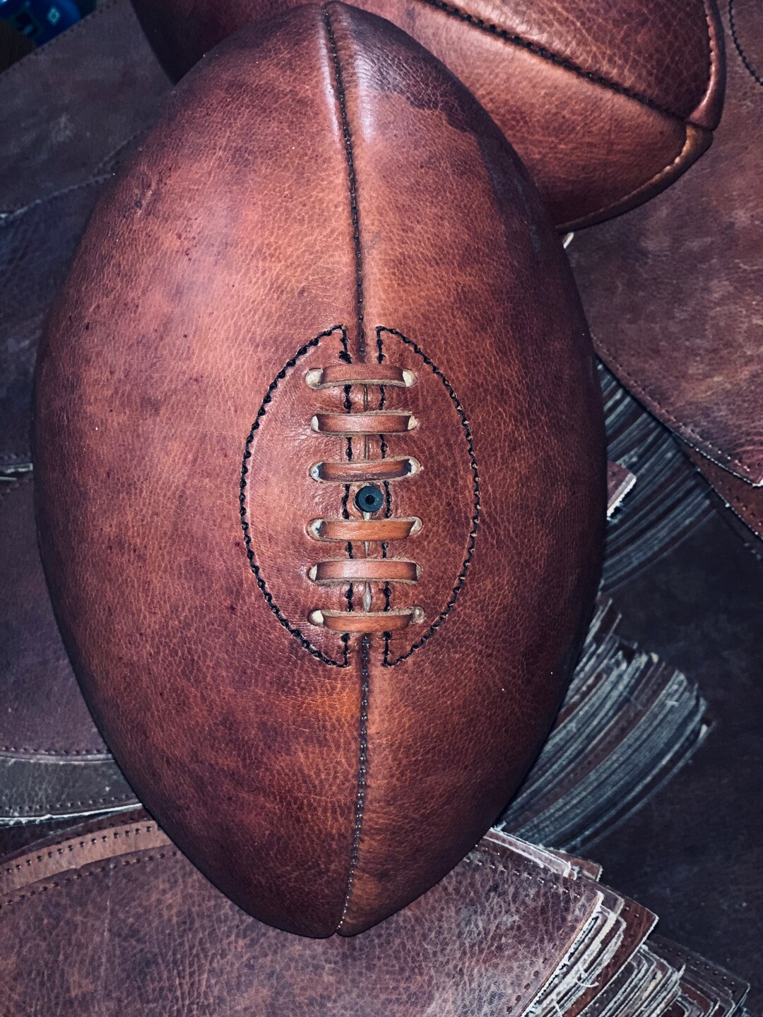 Vintage Leather Rugby Ball Size 5 Etsy