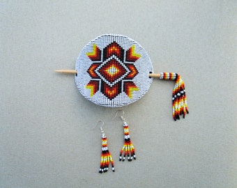 Indigenous Owned Shops, Beaded Barrette, Native Americans Jewelry, Western Jewelry, Native Owned Shop, Native Beadwork, Hair Stick