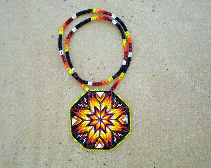 Native American Beaded Medallion Bead Medallion Native Bead Etsy