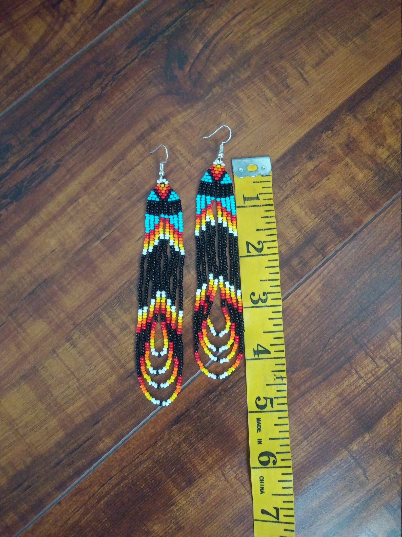 Indigenous Beaded Earrings Bead Earring Long Bead Earring Etsy