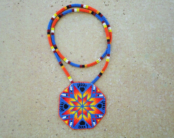 Native American Beaded Medallion, Bead Medallion, Native Bead Medallion