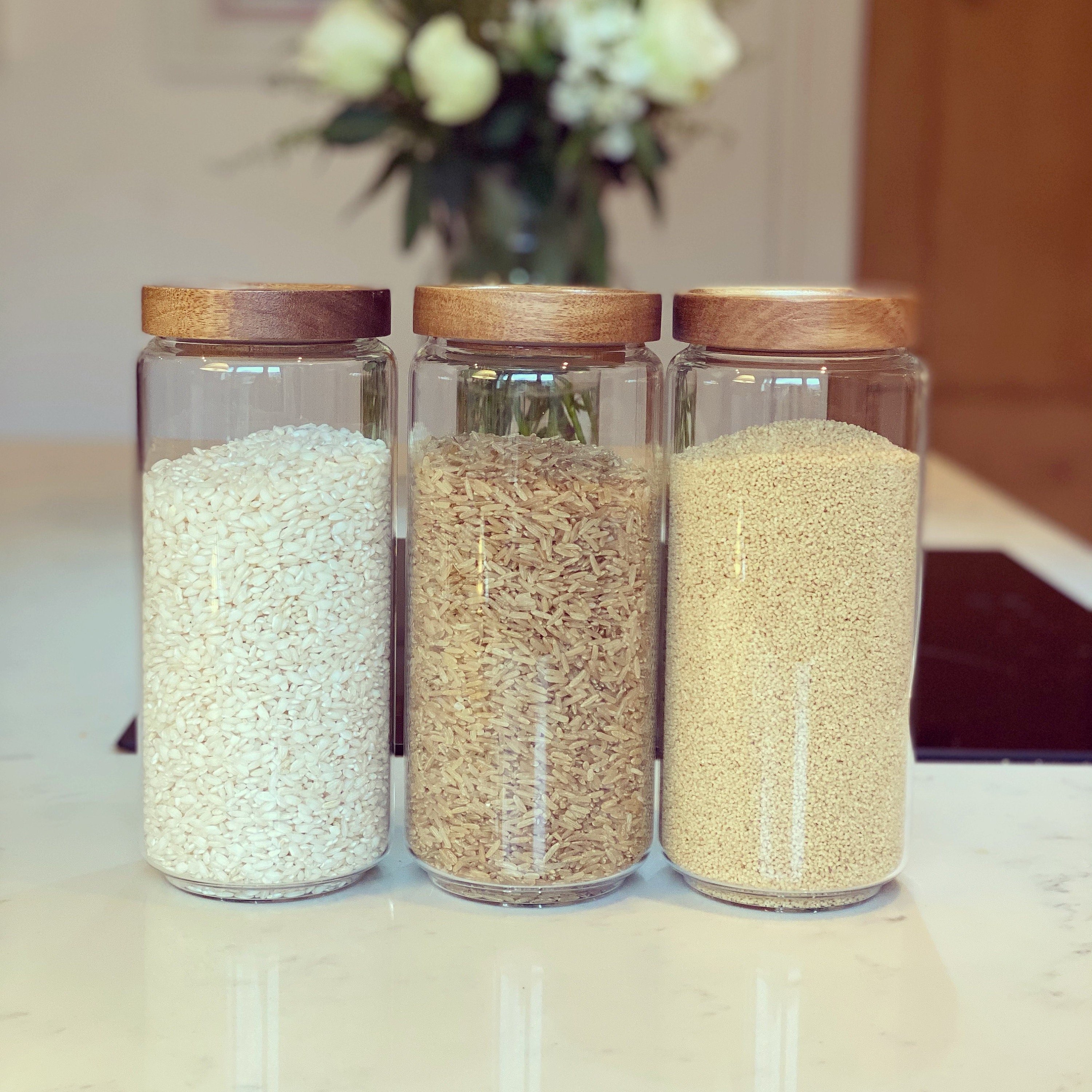 Acacia wood EcoJar with label Pantry Jars Organisation Etsy