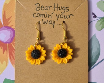 Cute Sunflower Earrings Unusual Gift Jewellery