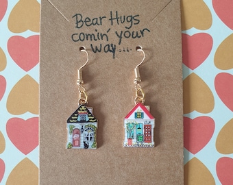 Quirky House Shop Earrings Cute Unusual Gift