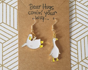 Quirky Duck Goose Earrings Unusual Jewellery Gift