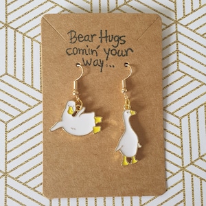 Quirky Duck Goose Earrings Unusual Jewellery Gift