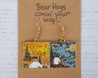 Famous Paintings Starry Night Quirky Earrings Unusual Gift Jewellery