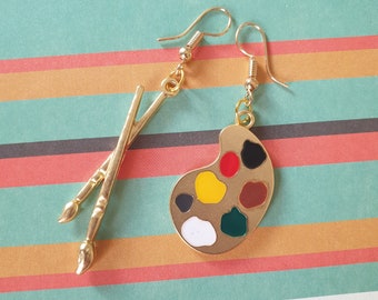 Palette and Brush Painting Earrings Perfect Gift for Teachers Quirky Unusual Gift Jewellery