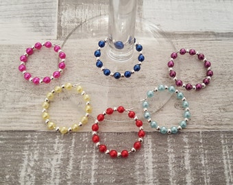 Beaded Wine Glass Charms Set of 6 Multicoloured Perfect Gift