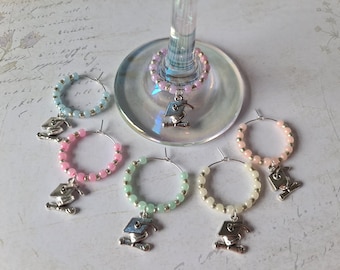 Graduation Wine Glass Charms Set of 6 Multicoloured Perfect Gift