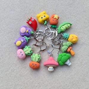 Kawaii Fruit & Vegetable Stitch Markers Knitting Crochet Gift Place Holder Progress Keeper image 1