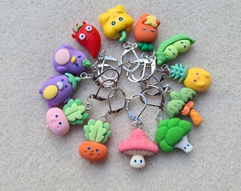 Kawaii Fruit & Vegetable Stitch Markers Knitting Crochet Gift Place Holder Progress Keeper