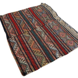 19th Century Caucasian Kilim Rug: Talisman Amulets, Plant-Based Dyes