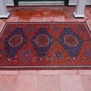Antique Kuba Soumakh Rug: 19th Century Caucasian Carpet, Plant-Based Dyes