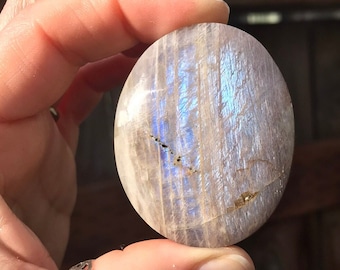 Flashy Moonstone Palm Stone #1717