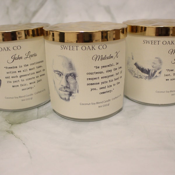 African American Heritage & Civil Rights Leader History 9oz Coconut Soy Candles. Pick Your Famous Quote and Scent.