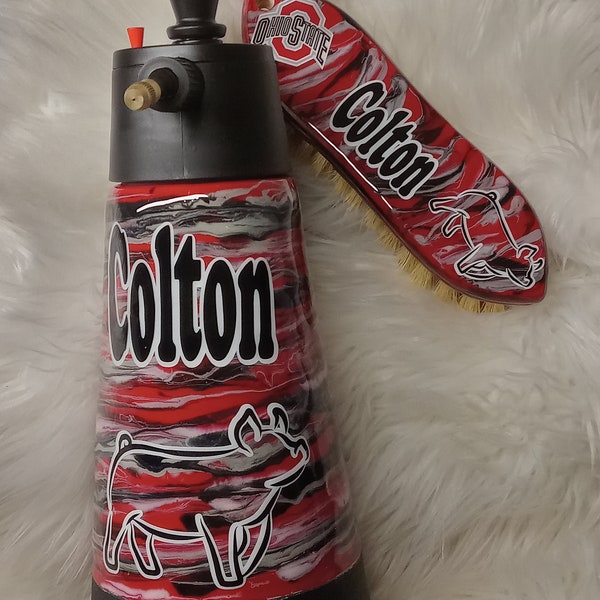Custom Hand painted Swirl Livestock Show Pig Sprayer 4H Brush
