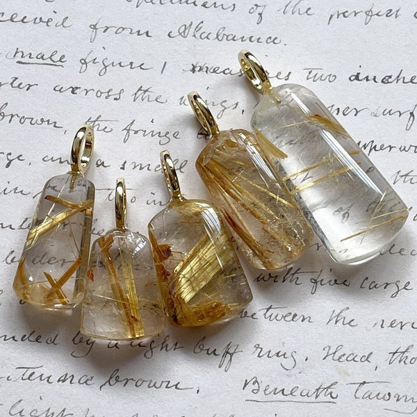 Pendentif quartz rutile doré Pendentif quartz rutile doré Bijoux en cristal rutile Collier rutile