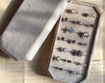 Ring Tray Velvet Jewelry Display Organizer Box Tray Jewellery Storage Jewelry Organizer Drawer Ring Storage Earring Organizer Gift for Wife