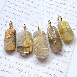 Gold Rutilated Quartz Pendant Golden Rutile Quartz Pendant Rutile Crystal Jewellery Rutile Necklace