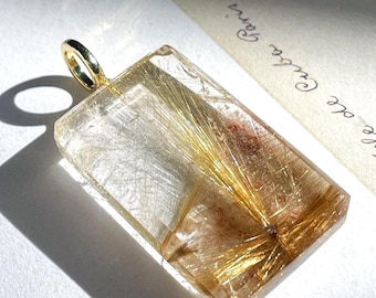 Rare Find Star Gold Rutile Quartz Pendant Golden Rutile Quartz Pendant Rutile Star Necklace Natural Golden Rutilated Gemstone crystal gift