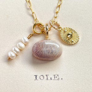 Fossil Coral Agate Mini Charm pendant Indonesia Agate Natural Coral Agate Flower Pendant Stone Pendant Summer Jewelry Birthday Gift for her