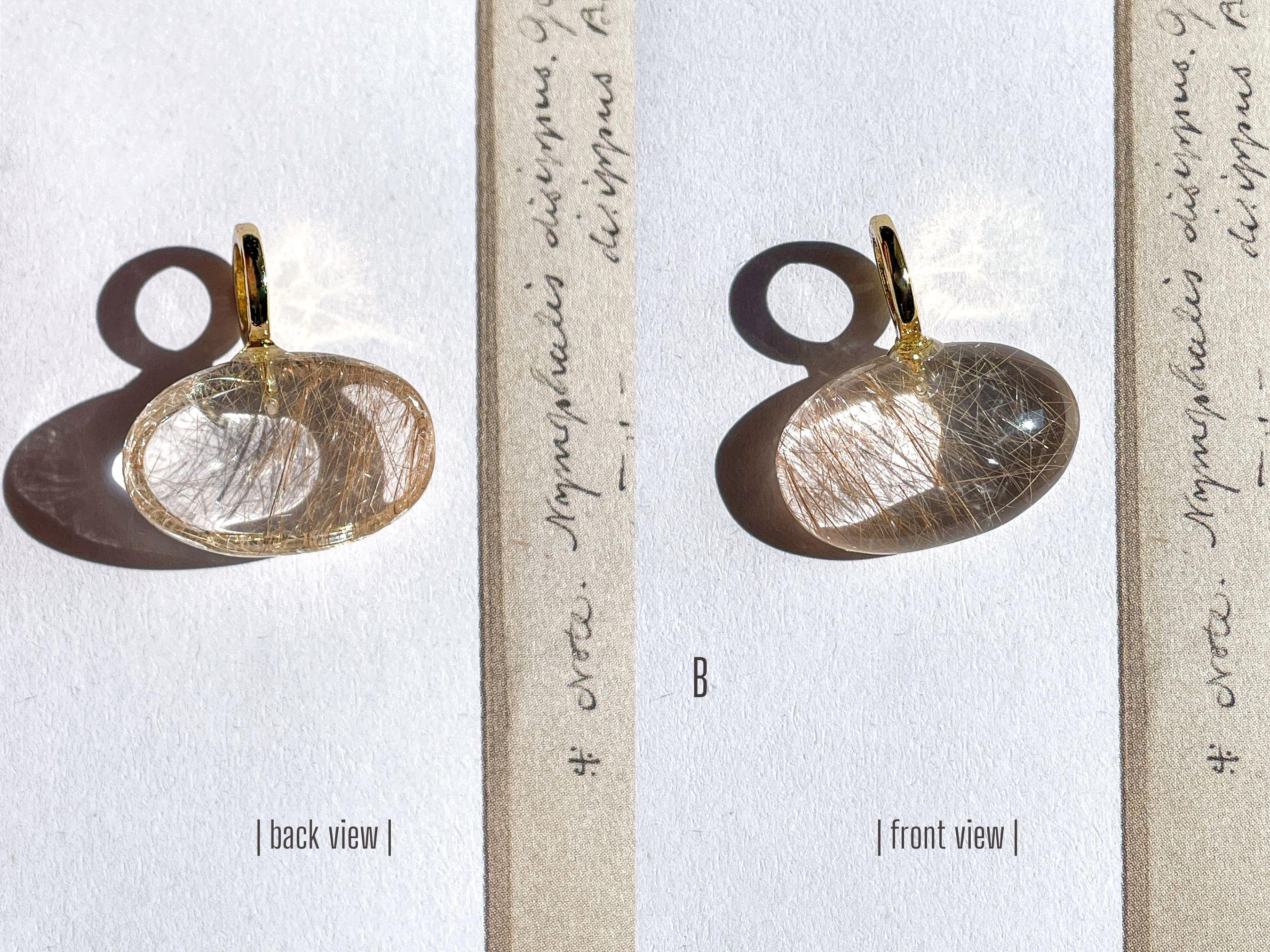 Pink Rutilated Quartz Pink Rutile Quartz Pendant Rutile Necklace Rutilated Quartz Oval ...