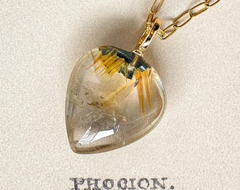 Star Gold Rutilated Quartz Pendant Golden Rutile Quartz Pendant Crystal Jewellery gift for her Rutile Star Sunflower Rutile Crystal Gemstone