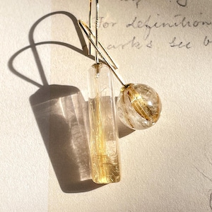Gold Rutilated Quartz MISMATCHED Earring Golden Rutile Quartz Earrings Crystal Drop Earrings Rutilated Crystal Jewellery Best Friend Gifts