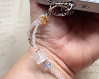 Dije de cristal para teléfono, correa de muñeca, cadena de cuentas para teléfono, pulsera, regalo por menos de 30, llavero brillante, accesorio, joyería minimalista hecha a mano, regalo para hermana