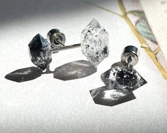 Raw Quartz Crystals Illusion Earring double terminated quartz minimalist earrings crystal earrings raw crystal studs jewelry gift for her