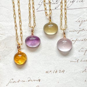 Purple Amethyst Pendant Necklace Citrine minimalist crystal necklace oval gemstone Rose Quartz crystal jewelry birthday gift idea