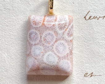 Fossil Coral Agate Charm pendant Indonesia Natural Coral agate Indonesia Pink Stone Pendant Agate Crystal agate Birthday gift best friend