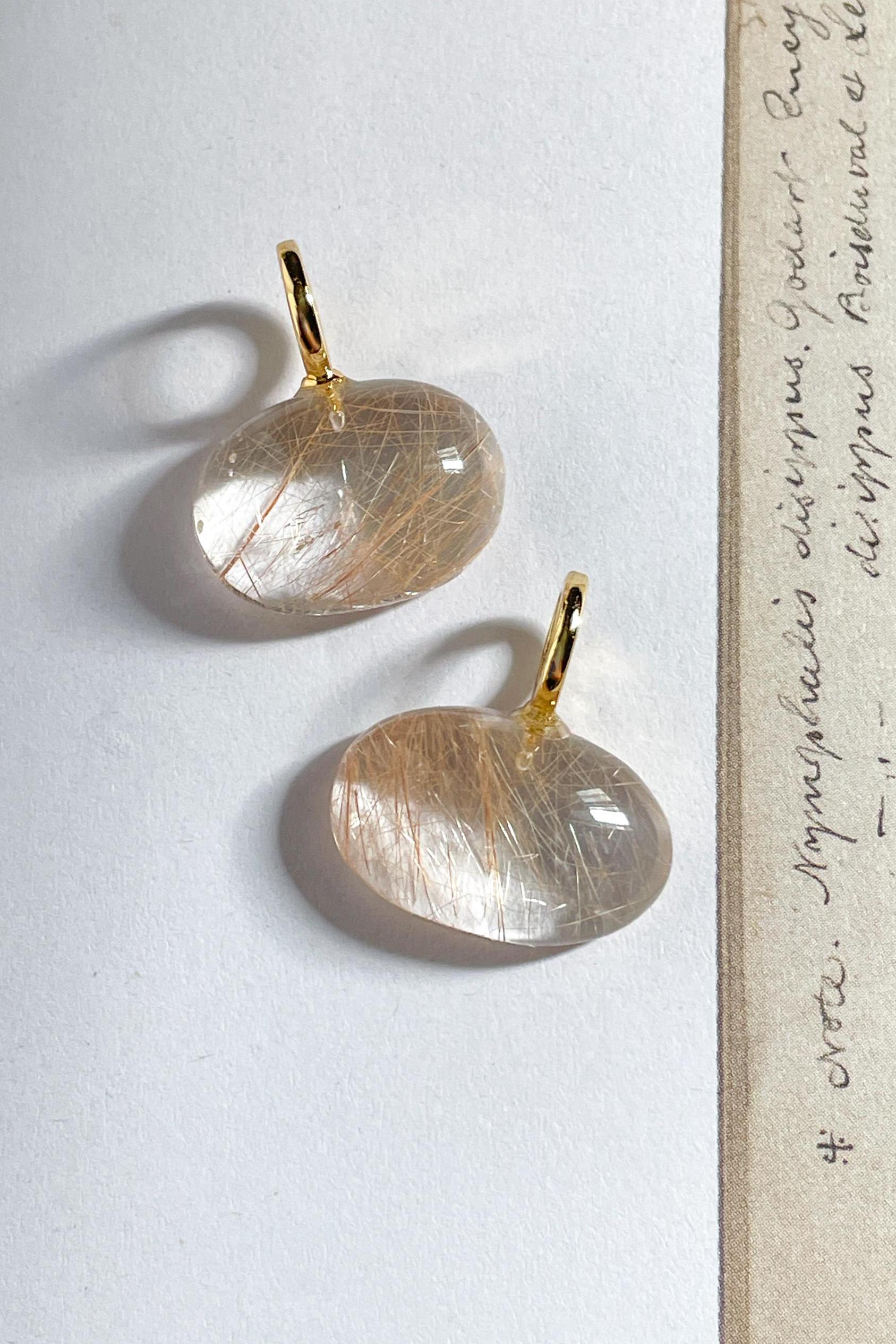 Pink Rutilated Quartz Pink Rutile Quartz Pendant Rutile Necklace Rutilated Quartz Oval ...