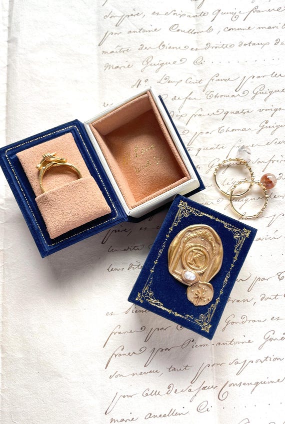 Book Engagement Ring Box Personalized Proposal Ring Box Fantasy Ring Holder Unique Gift For Girlfriend Vintage Proposal Keepsake Velvet Blue